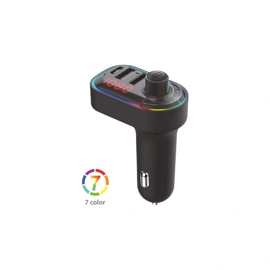 TRANSMISOR FM BLUETOOTH 5.0 / CARGADOR 15W 2 x USB 3.1 + 1 x USB-C PARA COCHE IDUSD IDUSD F62A IDUSD 13704